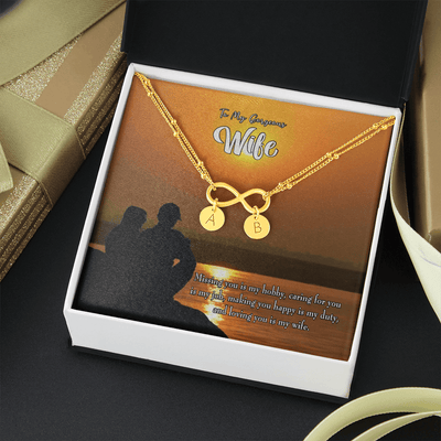 To My Wife Missing You Infinity Bracelet With Initial Charms - Infinity Bracelet