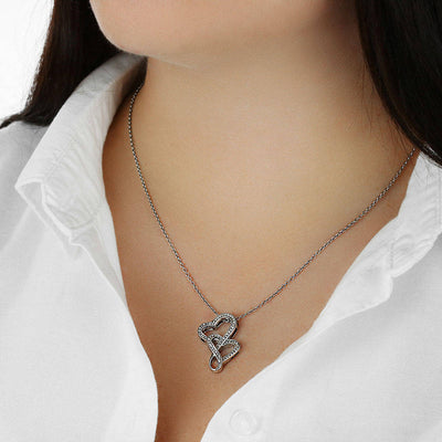 To My Wife Forever And Always Double Hearts Necklace Message Card - Double Hearts Necklace