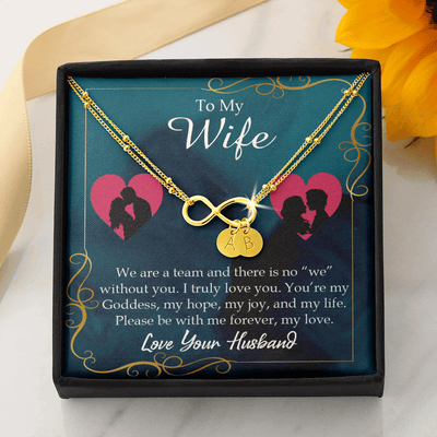 To My Wife We Are A Team Infinity Bracelet With Initial Charms - Infinity Bracelet