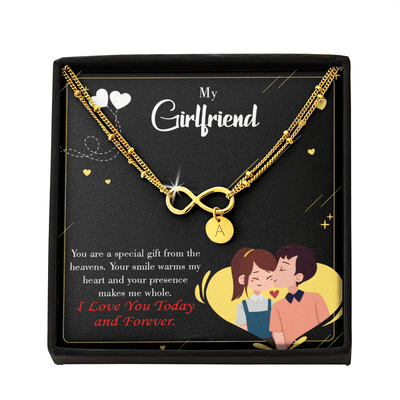 To My Girlfriend Today & Forever Infinity Bracelet With Initial Charms - Infinity Bracelet