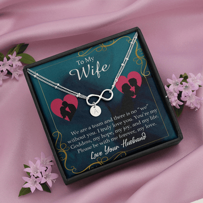 To My Wife We Are A Team Infinity Bracelet With Initial Charms - Infinity Bracelet
