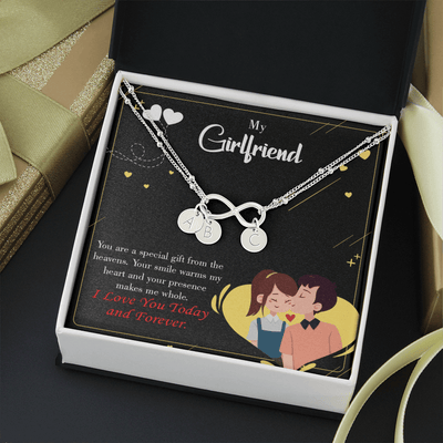 To My Girlfriend Today & Forever Infinity Bracelet With Initial Charms - Infinity Bracelet