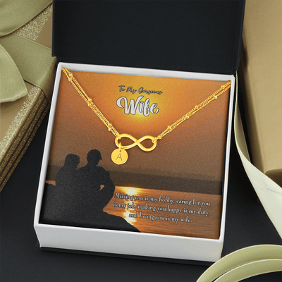 To My Wife Missing You Infinity Bracelet With Initial Charms - Infinity Bracelet