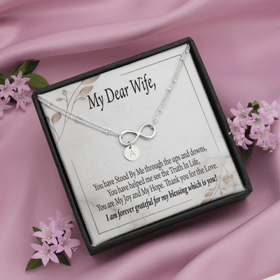 To My Wife My Dear Wife Infinity Bracelet With Initial Charms - Infinity Bracelet