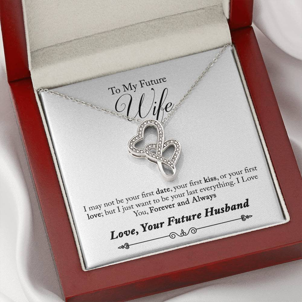 To My Wife Forever And Always Double Hearts Necklace Message Card - Double Hearts Necklace