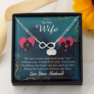 To My Wife We Are A Team Infinity Bracelet With Initial Charms - Infinity Bracelet