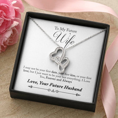To My Wife Forever And Always Double Hearts Necklace Message Card - Double Hearts Necklace