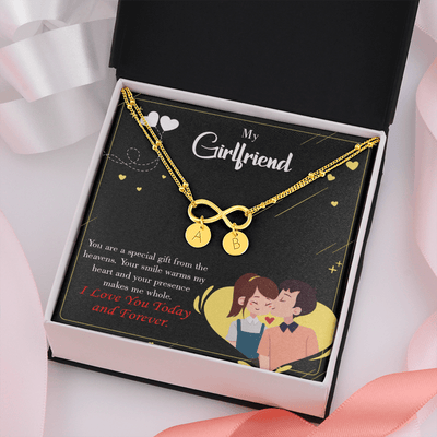 To My Girlfriend Today & Forever Infinity Bracelet With Initial Charms - Infinity Bracelet