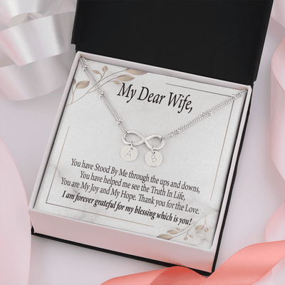 To My Wife My Dear Wife Infinity Bracelet With Initial Charms - Infinity Bracelet