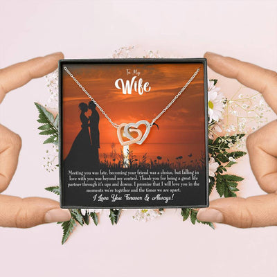 Wife Gift For Wife Birthday Always And Forever Inseparable Love Pendant 18k Rose Gold Finish 16� - Interlocking Hearts Necklace