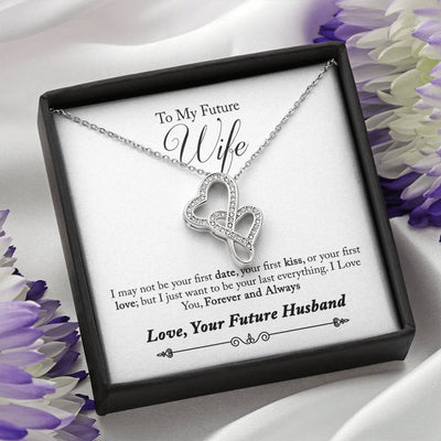 To My Wife Forever And Always Double Hearts Necklace Message Card - Double Hearts Necklace