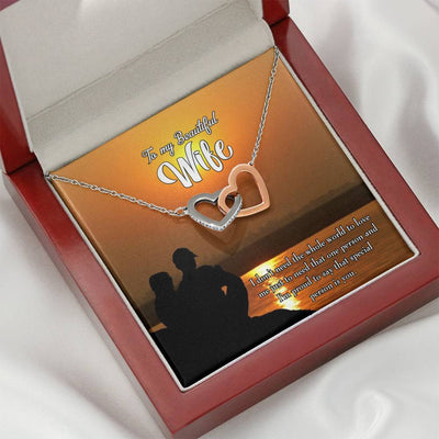 Wife Gift For Wife Birthday To My Beautiful Wife Inseparable Love Pendant 18k Rose Gold Finish 16� - Interlocking Hearts Necklace