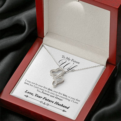 To My Wife Forever And Always Double Hearts Necklace Message Card - Double Hearts Necklace