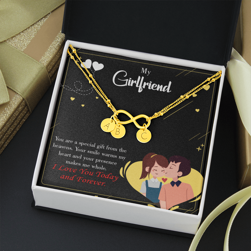 To My Girlfriend Today & Forever Infinity Bracelet With Initial Charms - Infinity Bracelet