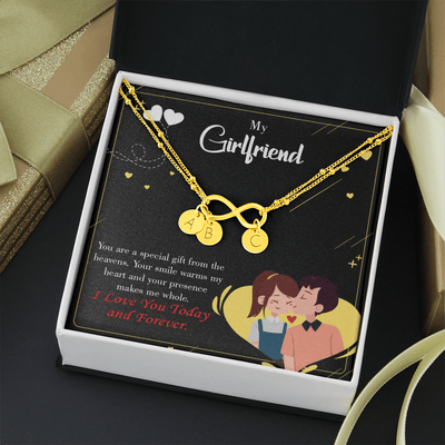 To My Girlfriend Today & Forever Infinity Bracelet With Initial Charms - Infinity Bracelet