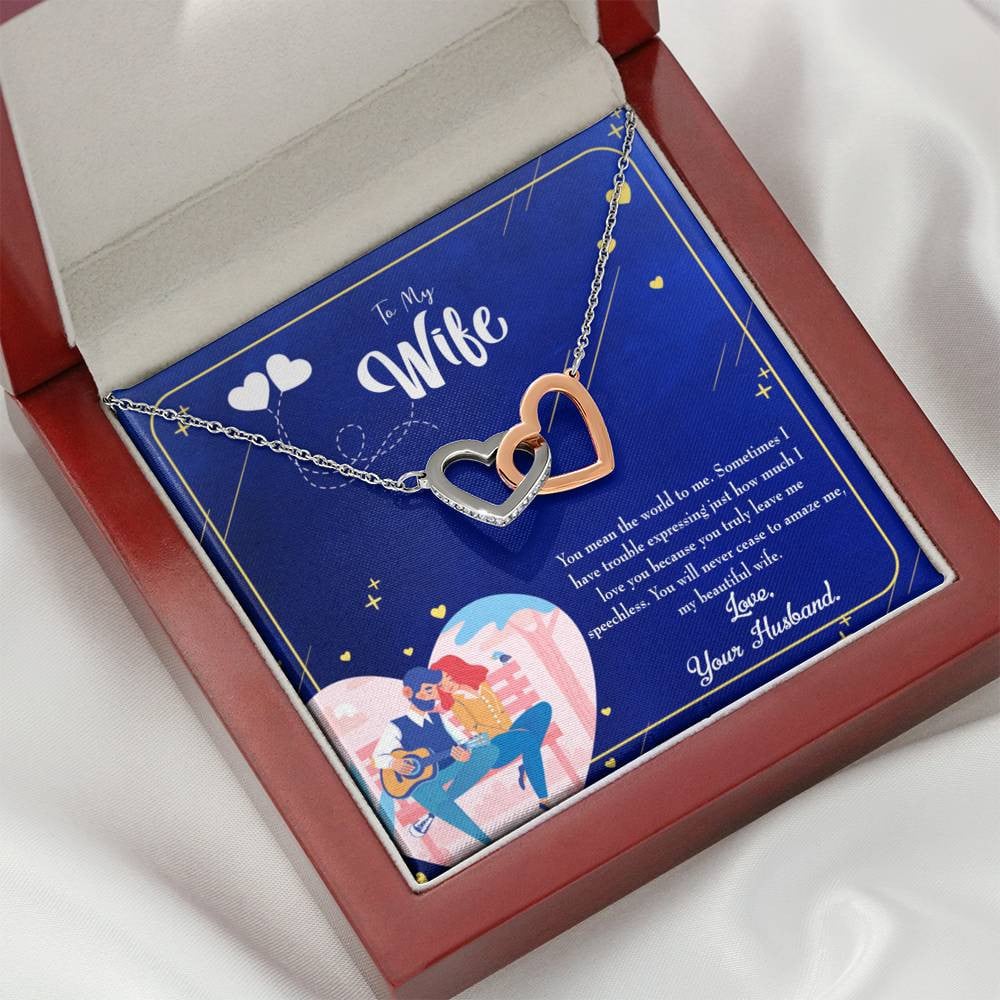 Wife Gift For Wife Birthday Wife You Amaze Me Inseparable Love Pendant 18k Rose Gold Finish 16� - Interlocking Hearts Necklace