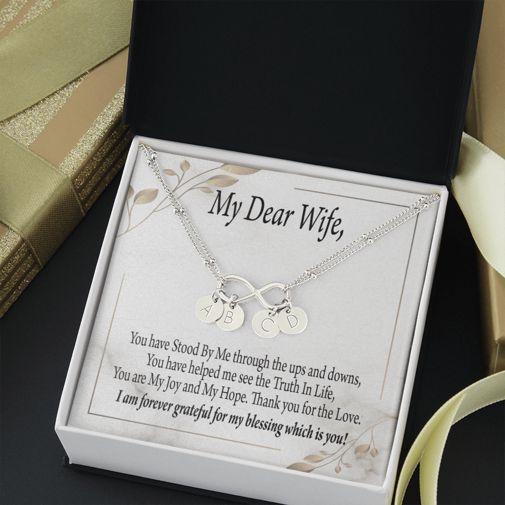 To My Wife My Dear Wife Infinity Bracelet With Initial Charms - Infinity Bracelet