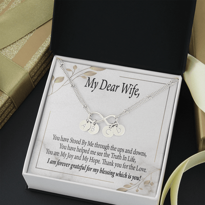 To My Wife My Dear Wife Infinity Bracelet With Initial Charms - Infinity Bracelet