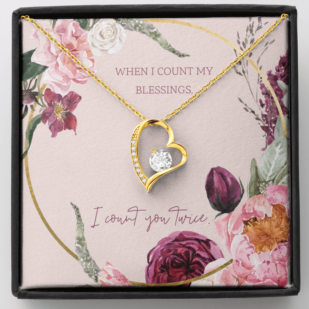 To My Wife I Count You Twice Message Card Forever Necklace 18k Gold or Stainless Steel 18" Necklace - Forever Love Necklace Gift Idea For Woman