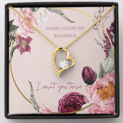 To My Wife I Count You Twice Message Card Forever Necklace 18k Gold or Stainless Steel 18" Necklace - Forever Love Necklace Gift Idea For Woman
