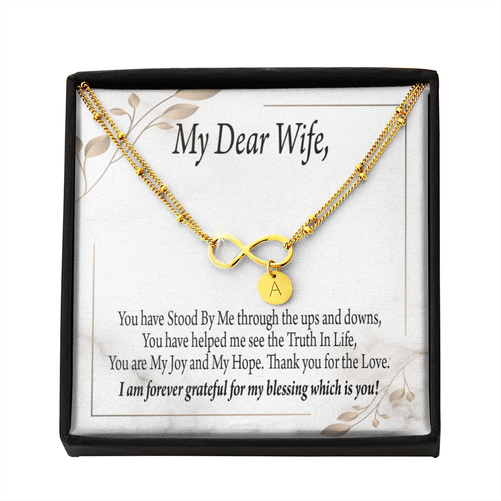 To My Wife My Dear Wife Infinity Bracelet With Initial Charms - Infinity Bracelet