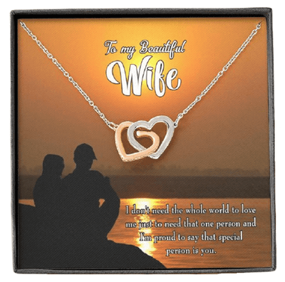 Wife Gift For Wife Birthday To My Beautiful Wife Inseparable Love Pendant 18k Rose Gold Finish 16� - Interlocking Hearts Necklace