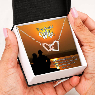 Wife Gift For Wife Birthday To My Beautiful Wife Inseparable Love Pendant 18k Rose Gold Finish 16� - Interlocking Hearts Necklace