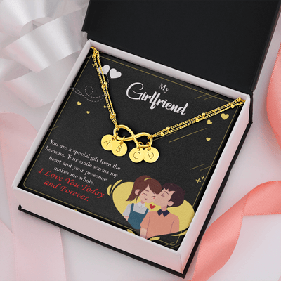To My Girlfriend Today & Forever Infinity Bracelet With Initial Charms - Infinity Bracelet
