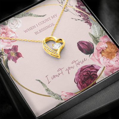 To My Wife I Count You Twice Message Card Forever Necklace 18k Gold or Stainless Steel 18" Necklace - Forever Love Necklace Gift Idea For Woman