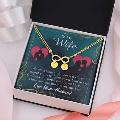 To My Wife We Are A Team Infinity Bracelet With Initial Charms - Infinity Bracelet