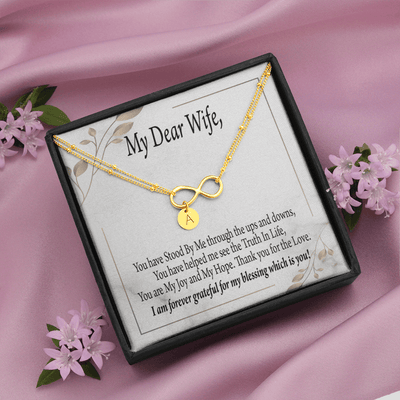 To My Wife My Dear Wife Infinity Bracelet With Initial Charms - Infinity Bracelet