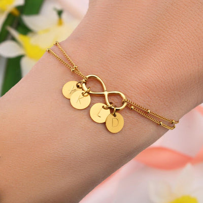 To My Girlfriend Today & Forever Infinity Bracelet With Initial Charms - Infinity Bracelet