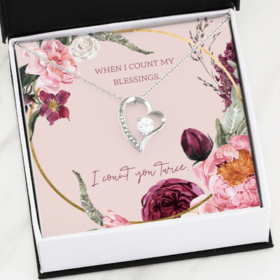 To My Wife I Count You Twice Message Card Forever Necklace 18k Gold or Stainless Steel 18" Necklace - Forever Love Necklace Gift Idea For Woman