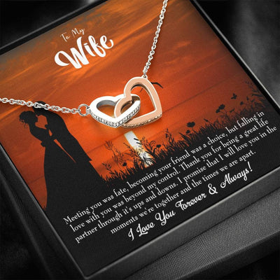 Wife Gift For Wife Birthday Always And Forever Inseparable Love Pendant 18k Rose Gold Finish 16� - Interlocking Hearts Necklace