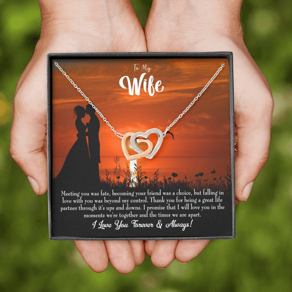 Wife Gift For Wife Birthday Always And Forever Inseparable Love Pendant 18k Rose Gold Finish 16� - Interlocking Hearts Necklace