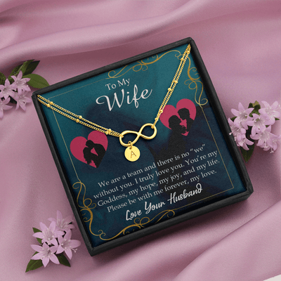 To My Wife We Are A Team Infinity Bracelet With Initial Charms - Infinity Bracelet