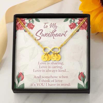 To My Wife Love Is Sharing Infinity Bracelet With Initial Charms - Luxury Love Messages Dog Tag Gifts For Man, Woman