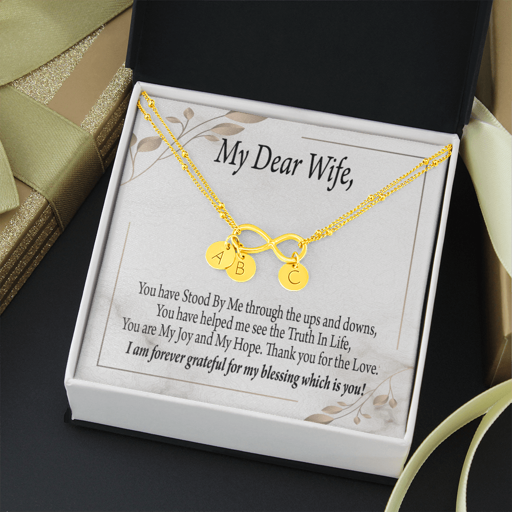 To My Wife My Dear Wife Infinity Bracelet With Initial Charms - Infinity Bracelet
