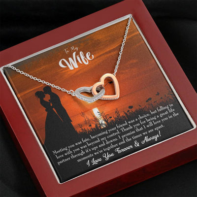Wife Gift For Wife Birthday Always And Forever Inseparable Love Pendant 18k Rose Gold Finish 16� - Interlocking Hearts Necklace