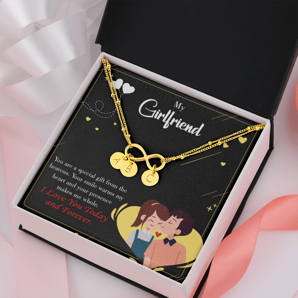 To My Girlfriend Today & Forever Infinity Bracelet With Initial Charms - Infinity Bracelet
