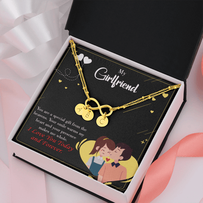 To My Girlfriend Today & Forever Infinity Bracelet With Initial Charms - Infinity Bracelet