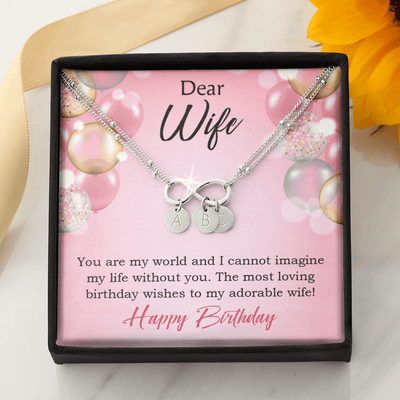 To My Wife Happy Birthday Adorable Infinity Bracelet With Initial Charms - Infinity Bracelet