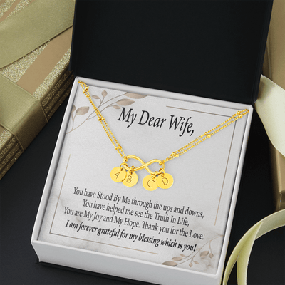To My Wife My Dear Wife Infinity Bracelet With Initial Charms - Infinity Bracelet