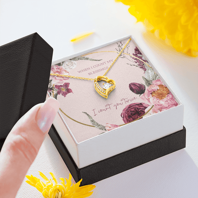 To My Wife I Count You Twice Message Card Forever Necklace 18k Gold or Stainless Steel 18" Necklace - Forever Love Necklace Gift Idea For Woman