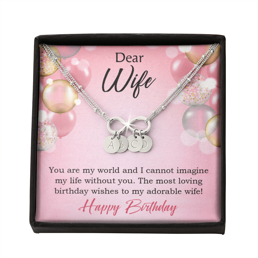 To My Wife Happy Birthday Adorable Infinity Bracelet With Initial Charms - Infinity Bracelet