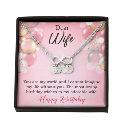 To My Wife Happy Birthday Adorable Infinity Bracelet With Initial Charms - Infinity Bracelet