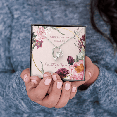 To My Wife I Count You Twice Message Card Forever Necklace 18k Gold or Stainless Steel 18" Necklace - Forever Love Necklace Gift Idea For Woman