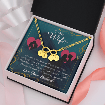 To My Wife We Are A Team Infinity Bracelet With Initial Charms - Infinity Bracelet