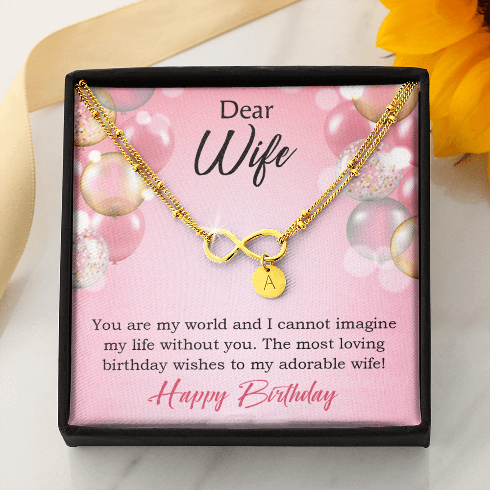 To My Wife Happy Birthday Adorable Infinity Bracelet With Initial Charms - Infinity Bracelet