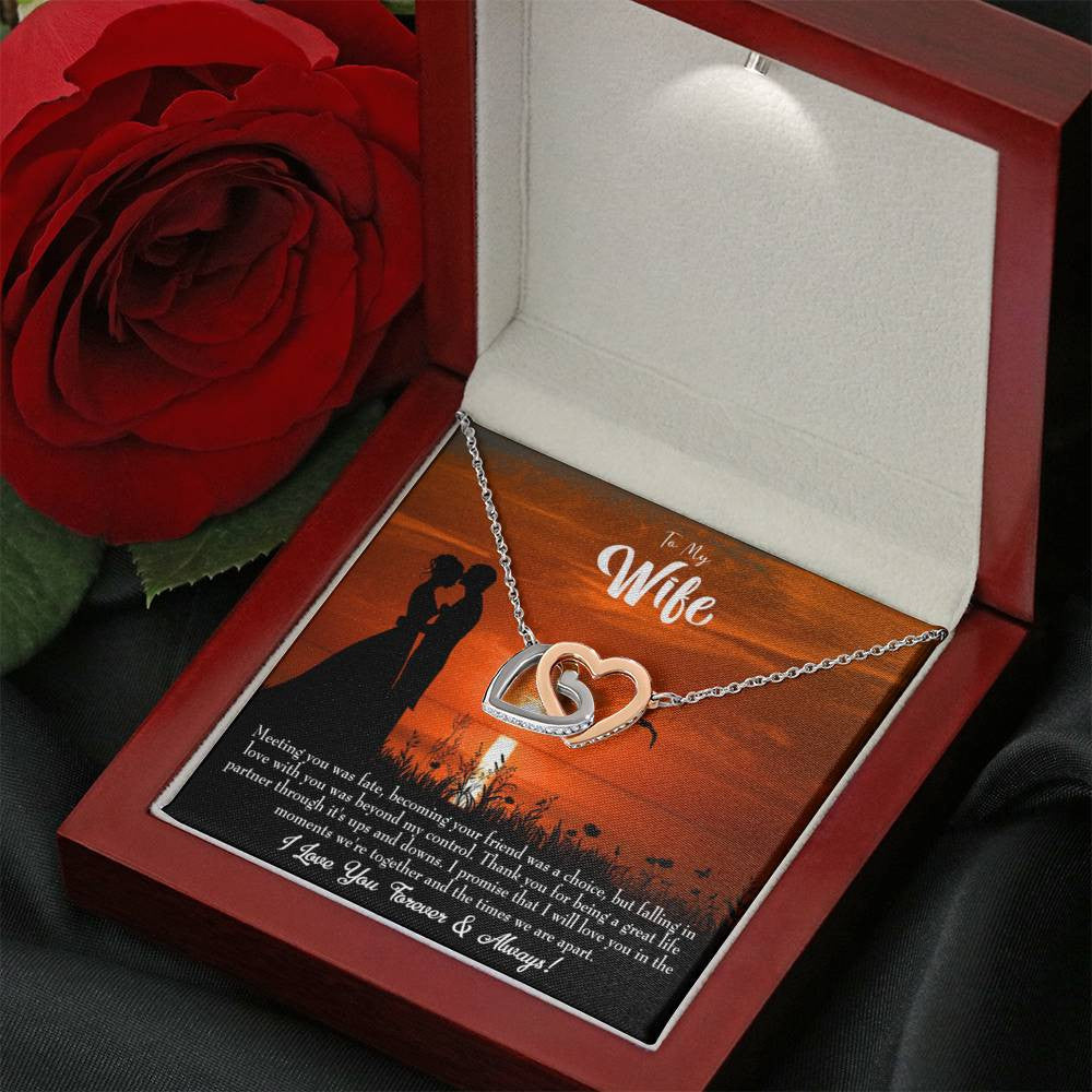 Wife Gift For Wife Birthday Always And Forever Inseparable Love Pendant 18k Rose Gold Finish 16� - Interlocking Hearts Necklace
